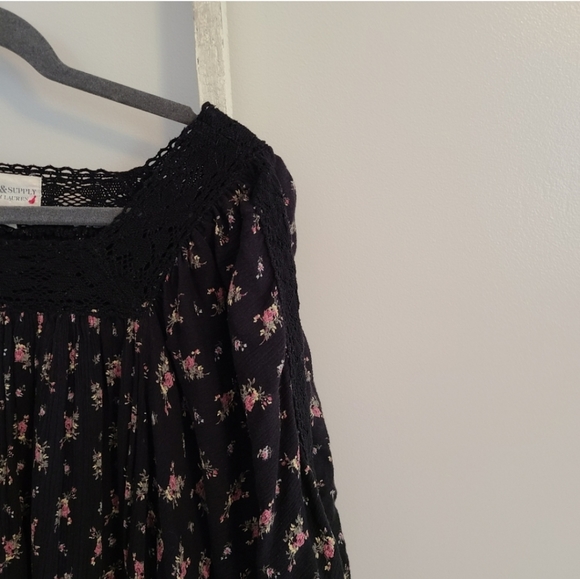 Denim & Supply Ralph Lauren XS oversized floral lace dolman sleeve batwing top - Picture 3 of 6